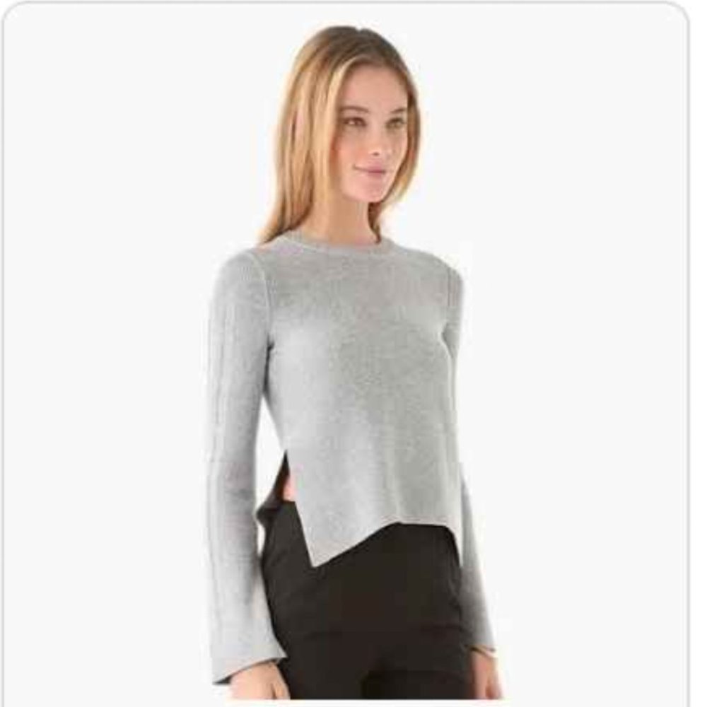 Theyskens' Theory Korky Yorka Gray Silver Silk Sweater Size Medium